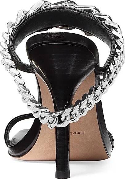 Women's Bianca 100MM Chain-Link Leather Sandals - Black - Size 5 - Image 3
