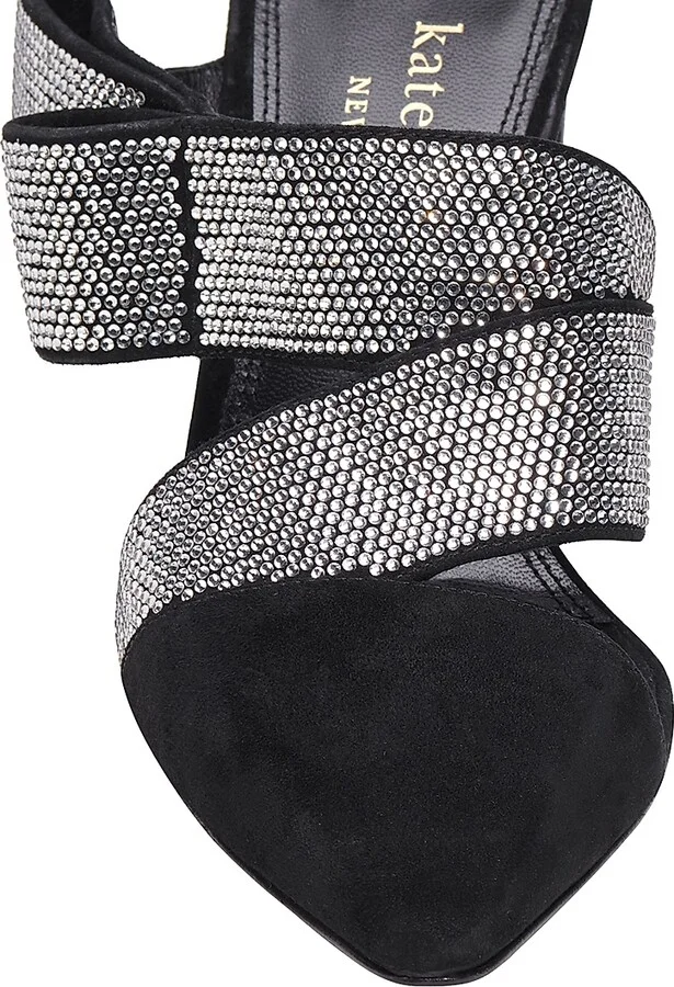 Women's Bianca 90MM Suede Crystal Wrap Pumps - Black - Size 5 - Image 4
