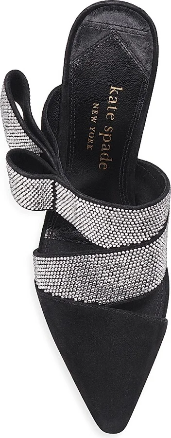 Women's Bianca 90MM Suede Crystal Wrap Pumps - Black - Size 5 - Image 5