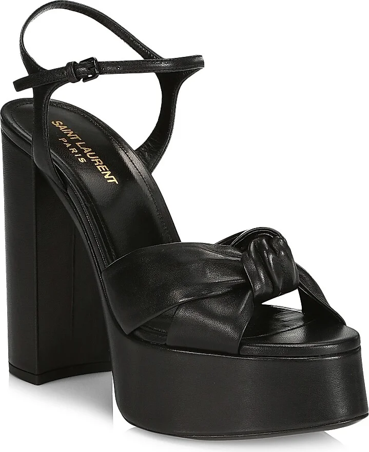 Women's Bianca Knotted Leather Platform Sandals - Black - Size 11.5 - Image 2
