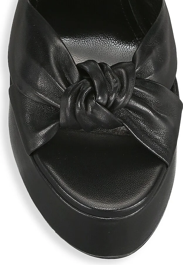 Women's Bianca Knotted Leather Platform Sandals - Black - Size 11.5 - Image 4