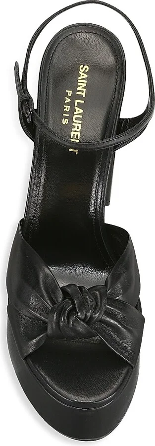 Women's Bianca Knotted Leather Platform Sandals - Black - Size 11.5 - Image 5