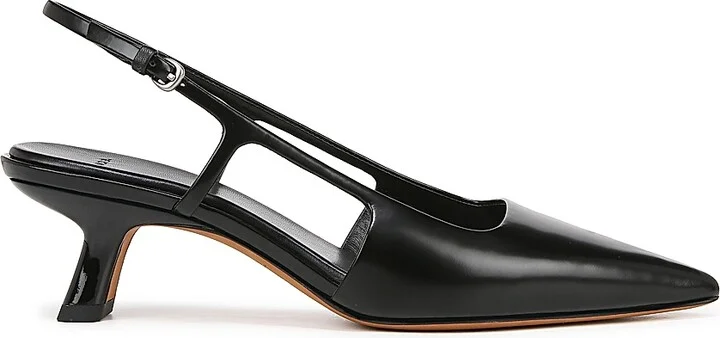 Women's Bianca Leather Slingback Pumps - Black - Size 10