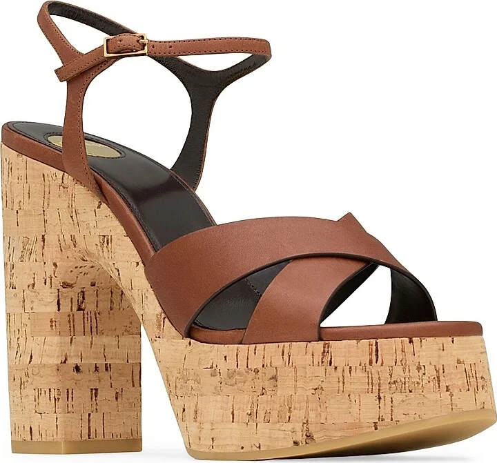 Women's Bianca Platform Sandals in Smooth Leather - Cognac - Size 11 - Image 2