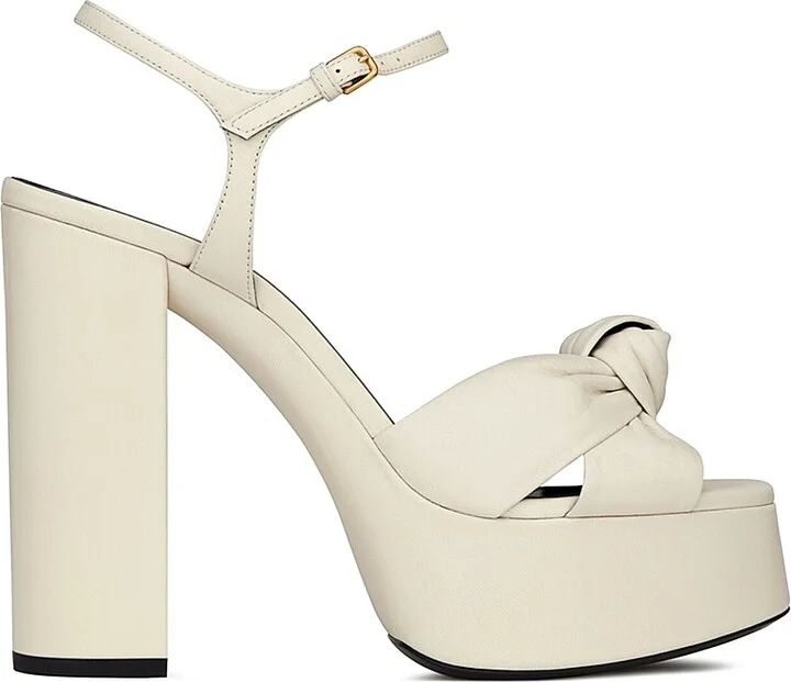 Women's Bianca Platform Sandals in Smooth Leather - Pearl - Size 10