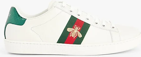 Womens Bianco Verd Ace Bee-Embroidered Leather Trainers Eur 41 / 8 Uk Women