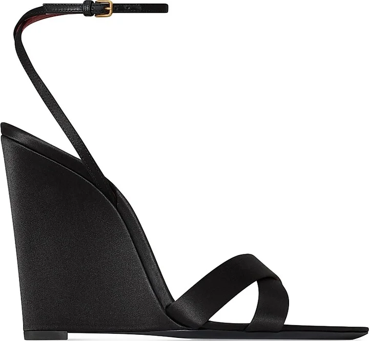 Women's Bibi Wedges in Satin Crepe - Black - Size 5