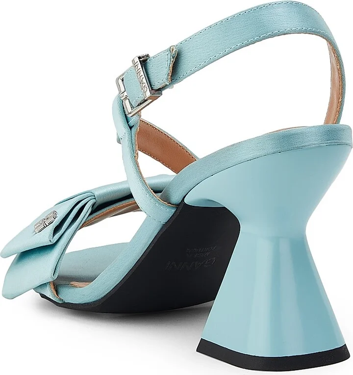 Women's Big Bow 75MM Satin Sandals - Icy Blue - Size 6 - Image 3