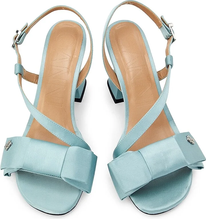Women's Big Bow 75MM Satin Sandals - Icy Blue - Size 6 - Image 4