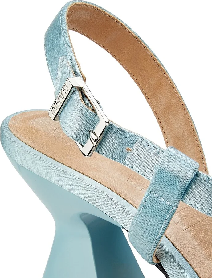 Women's Big Bow 75MM Satin Sandals - Icy Blue - Size 6 - Image 5