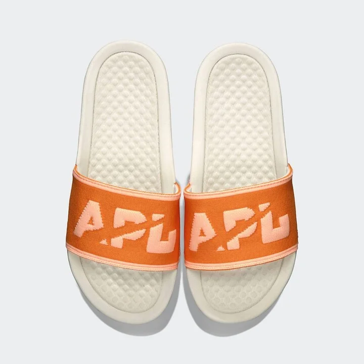 Women's Big Logo Techloom Slide In Ivory/orange/neon Peach