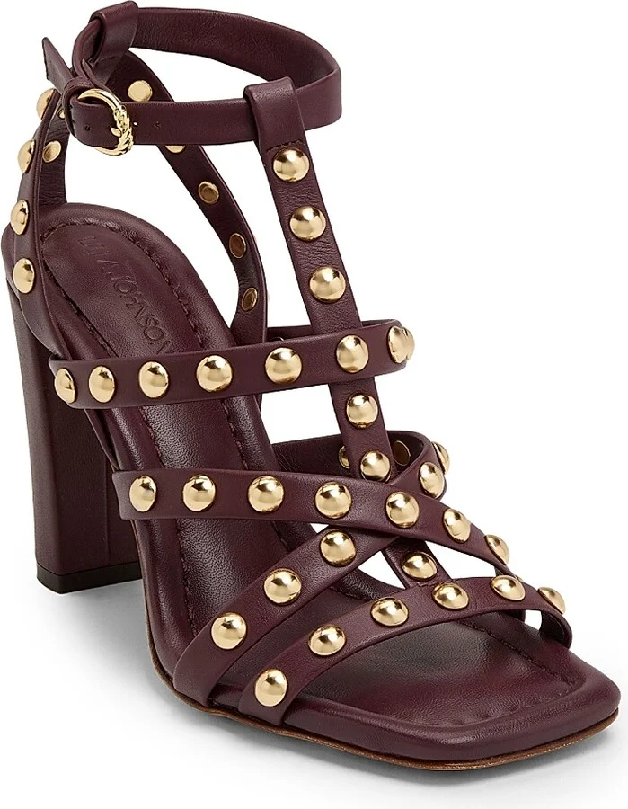 Women's Bijou 95MM Studded Leather Sandals - Cognac - Size 6 - Image 2