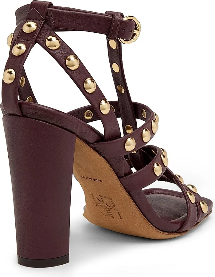 Women's Bijou 95MM Studded Leather Sandals - Cognac - Size 6 - Image 3