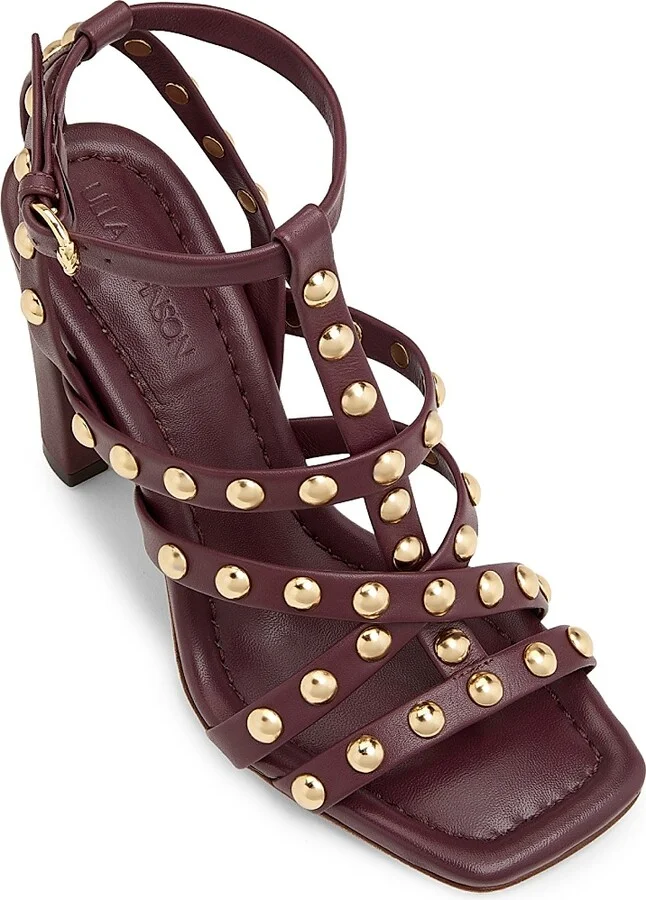 Women's Bijou 95MM Studded Leather Sandals - Cognac - Size 6 - Image 4