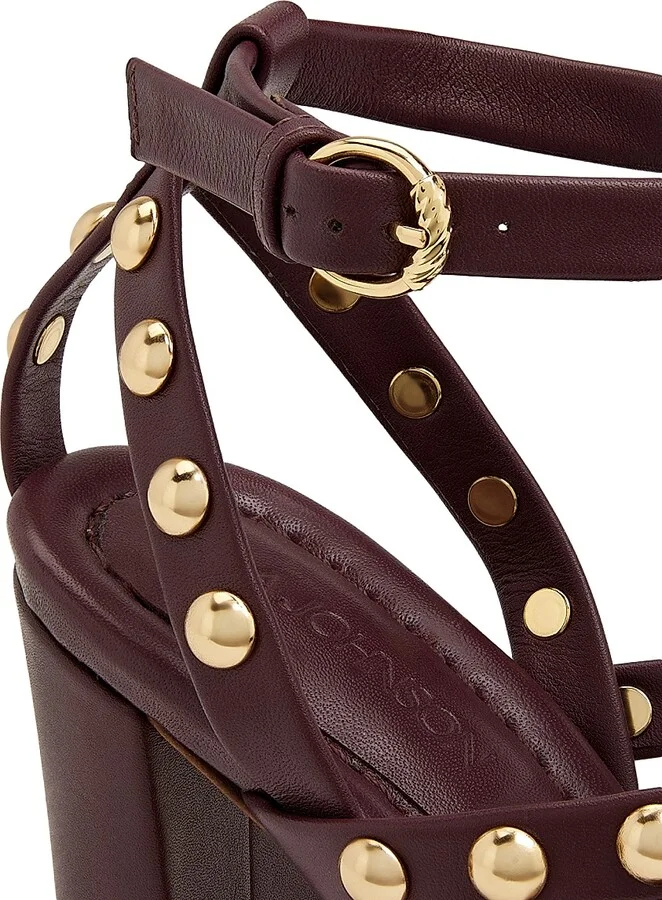 Women's Bijou 95MM Studded Leather Sandals - Cognac - Size 6 - Image 5