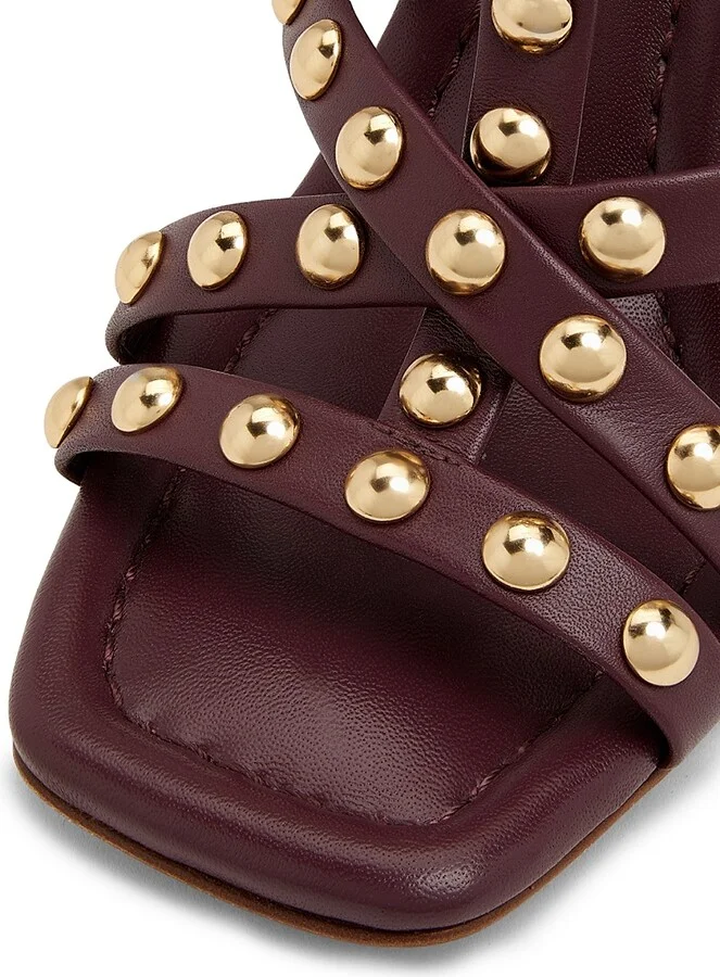 Women's Bijou 95MM Studded Leather Sandals - Cognac - Size 6 - Image 6