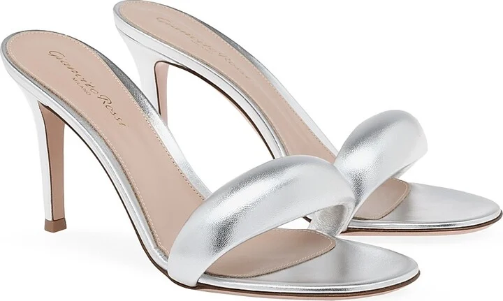 Women's Bijoux 85MM Leather Mules - Silver - Size 5 - Image 2