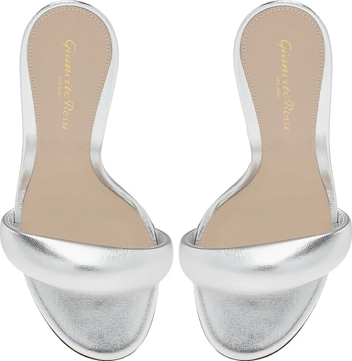 Women's Bijoux 85MM Leather Mules - Silver - Size 5 - Image 4