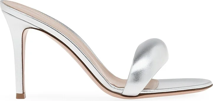 Women's Bijoux 85MM Leather Mules - Silver - Size 5