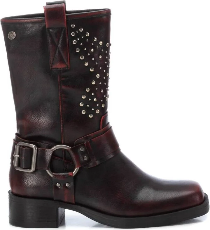 Women's Biker Boots In Burgundy