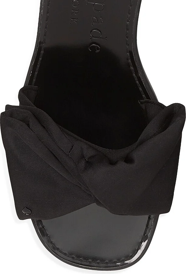 Women's Bikini 25MM Bow-Accent Wedge Slides - Black - Size 10.5 Sandals - Image 4