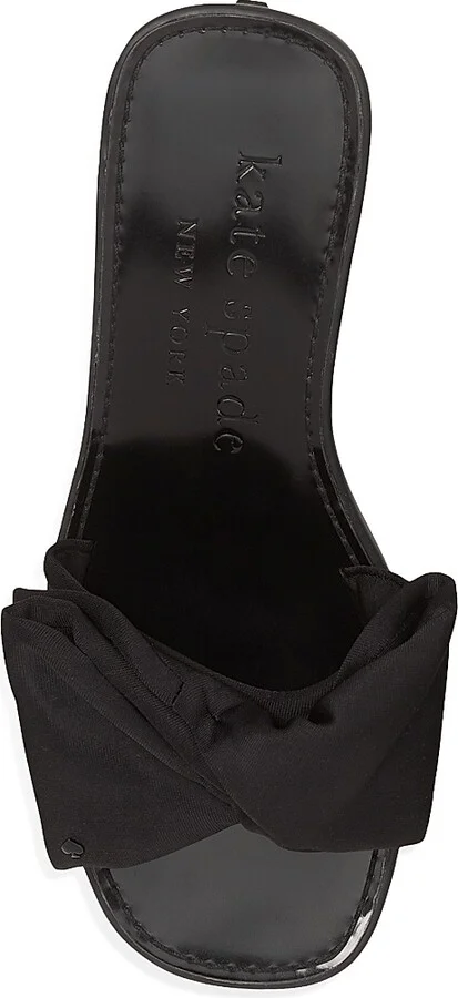 Women's Bikini 25MM Bow-Accent Wedge Slides - Black - Size 10.5 Sandals - Image 5