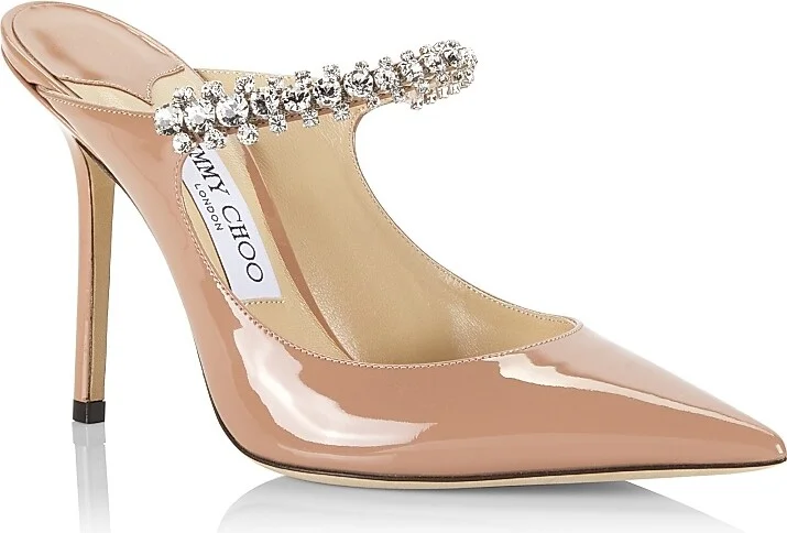 Women's Bing 100MM Embellished Patent Leather Mules - Ballet Pink - Size 5 - Image 2
