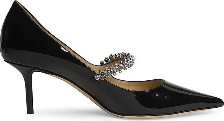Women's Bing 65MM Crystal-Embellished Patent Leather Pumps - Black - Size 8.5