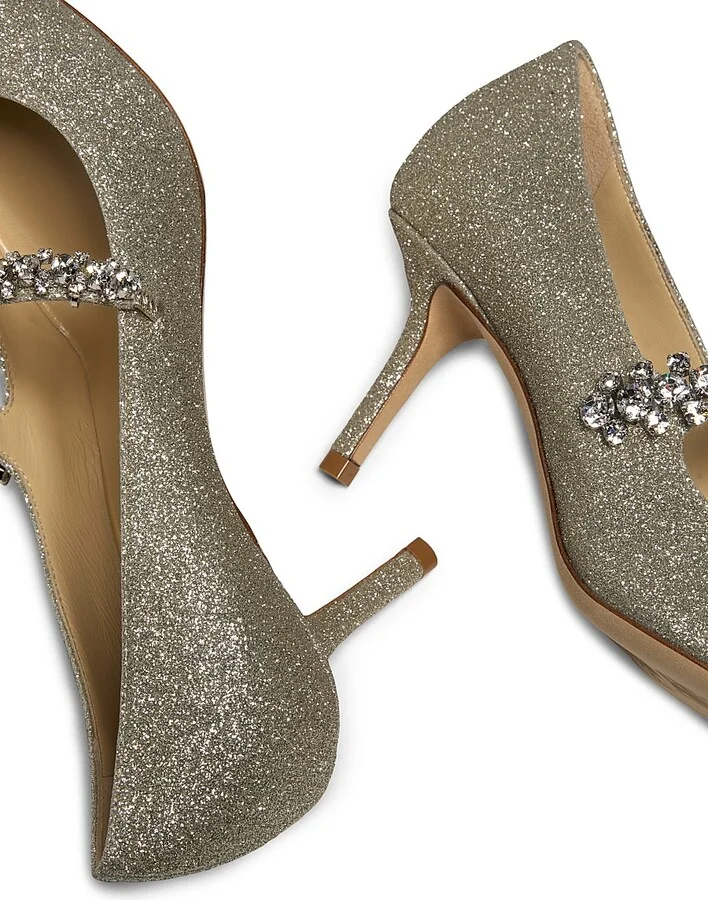 Women's Bing 65MM Embellished Glitter Pumps - Platinum Ice - Size 5.5 - Image 6