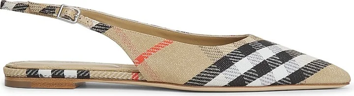 Women's Birdie Check Slingback Flats - Sand Ip Check - Size 5