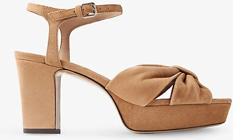 Womens Biscuit Heloise 80 Knotted-Strap Suede Heeled Sandals Eur 40 / 7 Uk Women