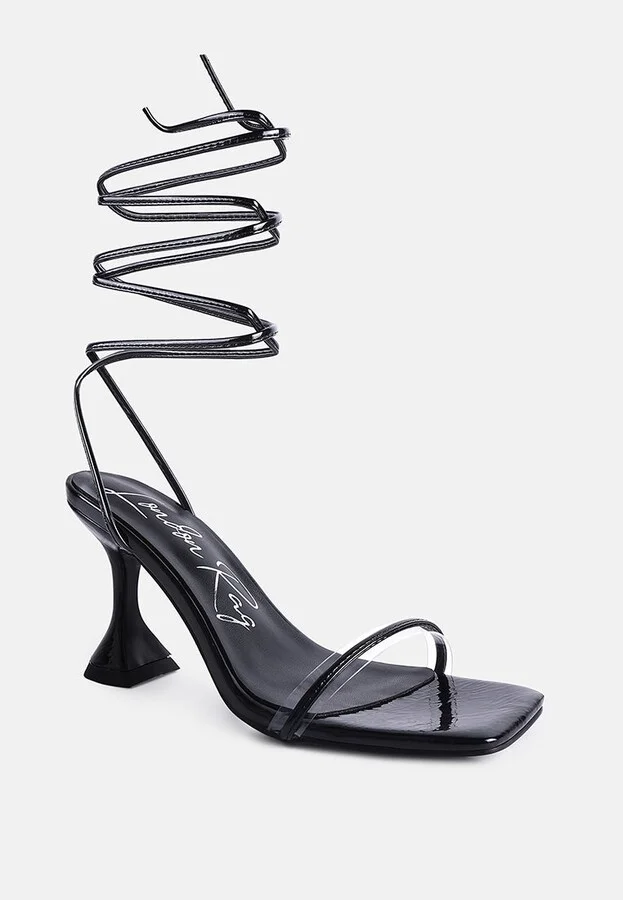 Womens Biten Berry Spool Heel Lace Up Sandals - Image 2
