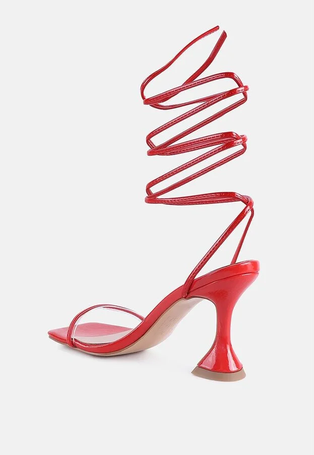 Womens Biten Berry Spool Heel Lace Up Sandals - Image 5