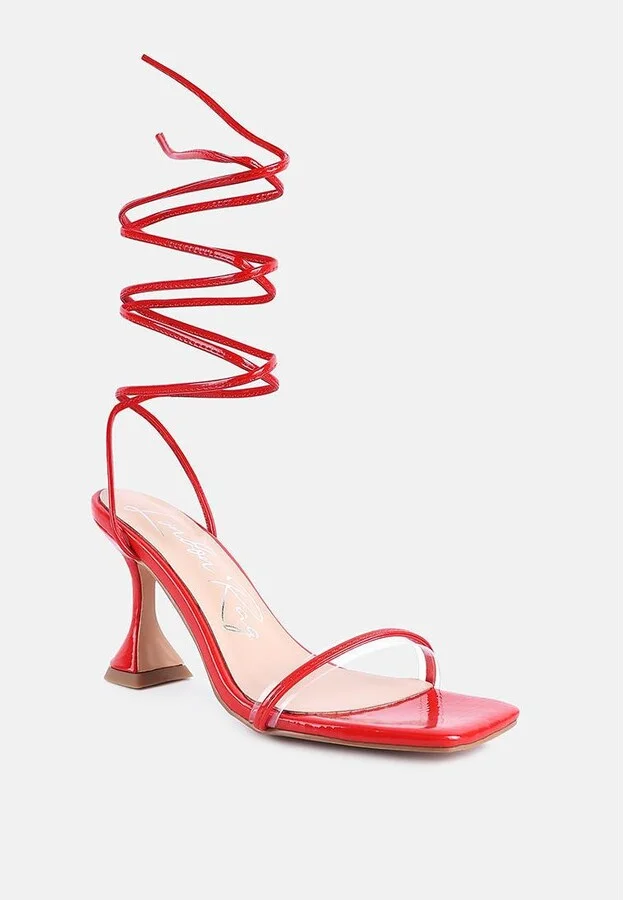Womens Biten Berry Spool Heel Lace Up Sandals - Image 6