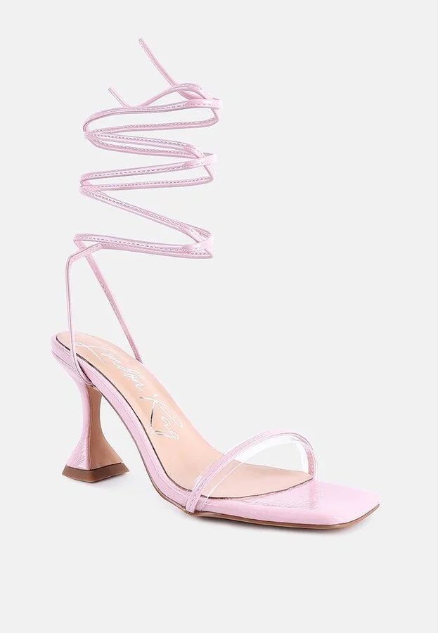 Womens Biten Berry Spool Heel Lace Up Sandals - Image 7