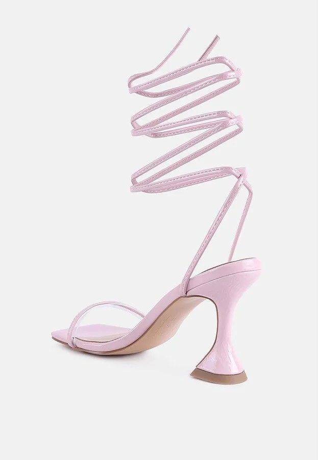 Womens Biten Berry Spool Heel Lace Up Sandals - Image 8