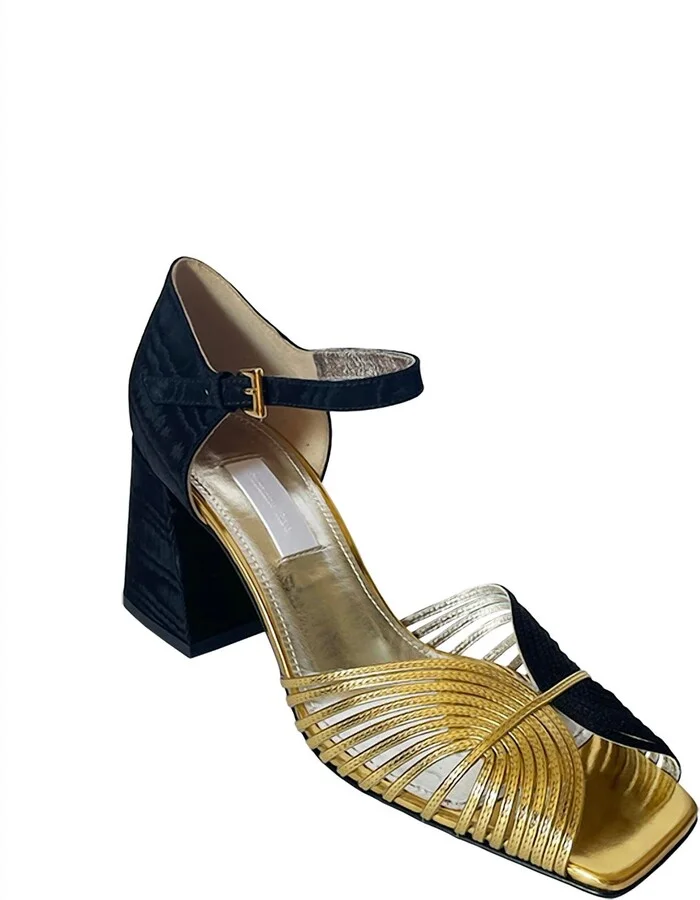 Women's Bitone 70S Heels In Black/gold