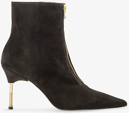 Womens Bitter Brown Natasha Suede Heeled Ankle Boots Eur 40 / 7 Uk Women