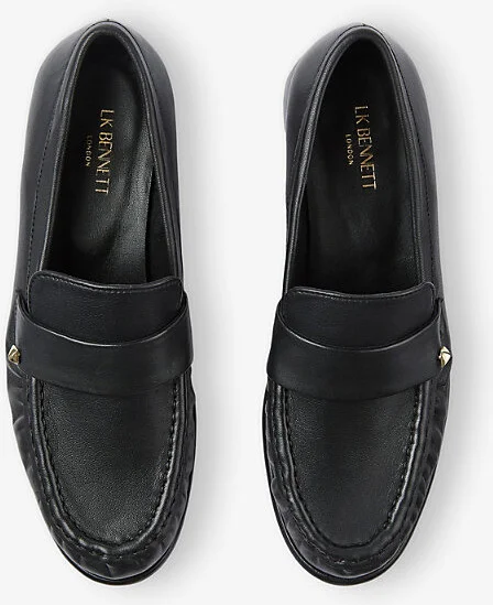 Womens Bla-Black Adira Stud-Embellished Leather Loafers Eur 39 / 6 Uk Women - Image 2