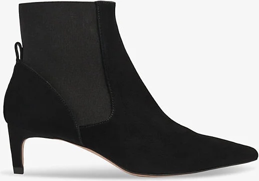 Womens Bla-Black Adya Contrast-Panel Suede Heeled Ankle Boots Eur 39 / 6 Uk Women