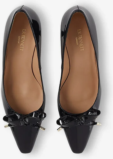 Womens Bla-Black Alma 55 Bow-Embroidered Leather Courts Eur 39 / 6 Uk Women - Image 2