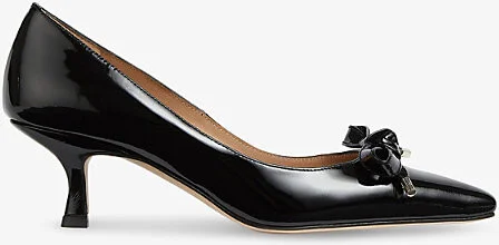 Womens Bla-Black Alma 55 Bow-Embroidered Leather Courts Eur 39 / 6 Uk Women