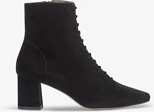 Womens Bla-Black Arabella Lace-Up Suede Heeled Ankle Boots Eur 39 / 6 Uk Women