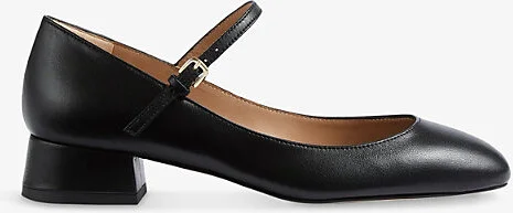 Womens Bla-Black Beatrix Low-Block Leather Mary Jane Shoes Eur 38/5 Uk Women