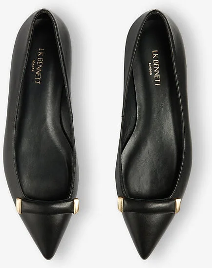 Womens Bla-Black Blair Bar-Trim Leather Flats Eur 39 / 6 Uk Women - Image 2