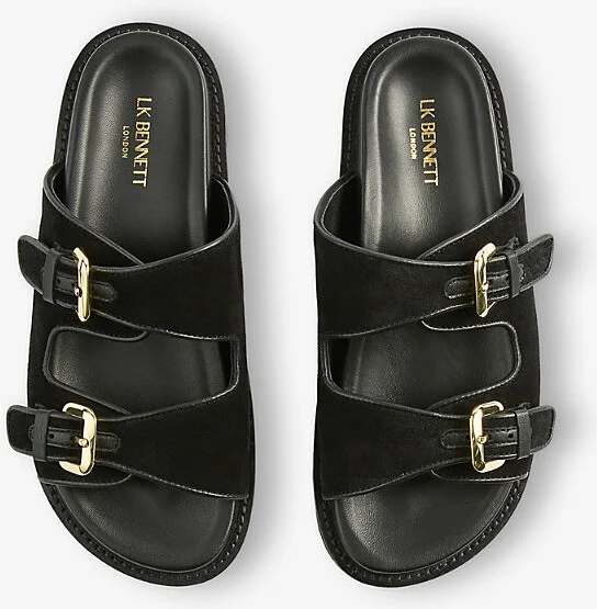 Womens Bla-Black Capri Buckle Suede Flat Sandals Eur 39 / 6 Uk Women - Image 2