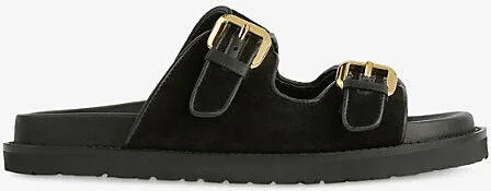 Womens Bla-Black Capri Buckle Suede Flat Sandals Eur 39 / 6 Uk Women