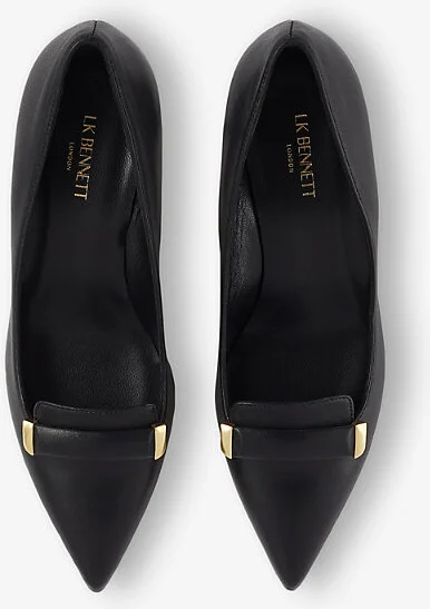 Womens Bla-Black Caryn Bar-Trim Leather Heeled Courts Eur 39 / 6 Uk Women - Image 2