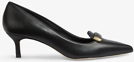 Womens Bla-Black Caryn Bar-Trim Leather Heeled Courts Eur 39 / 6 Uk Women