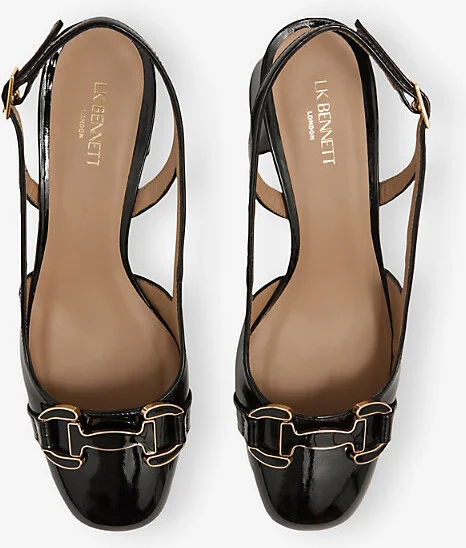 Womens Bla-Black Cicely Buckled Slingback Patent-Leather Pumps Eur 35 / 2 Uk Women - Image 2